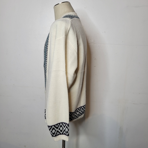 Vintage 90s Code Zero Intensity Double Breasted Cardigan Sweater Nordic White S - Picture 7 of 8